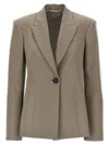 Attico Single-breasted Wool Blazer With Back Vent In Gray