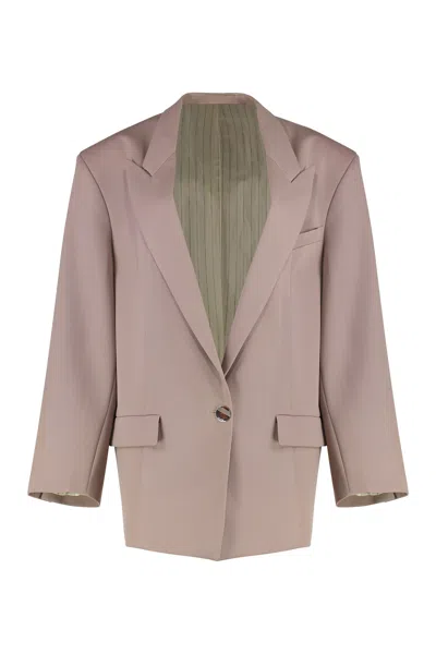 Attico The  Single-breasted Virgin Wool Blazer In Pink