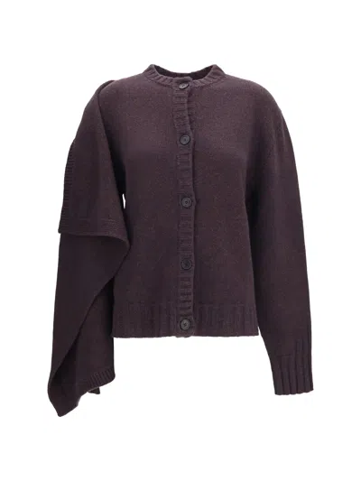 Attico The  Single-shoulder Cape Cardigan In Purple