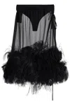 Attico Chic Low-waisted Midi Skirt With Feather Embellishment