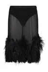 Attico The  Skirt With Ostrich Feathers In Black