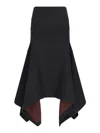 Attico Grey Midi Skirt With Logo Lettering And Handkerchief Hem In Cotton Woman