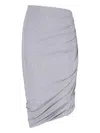 Attico Ruched Knee Length Skirt With Side Gathering In Gray