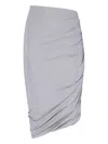 Attico Ruched Knee Length Skirt With Side Gathering In Gray