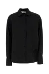 Attico Poplin Shirt Asymmetrical Hem In Black