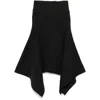 Attico Grey Midi Skirt With Logo Lettering And Handkerchief Hem In Cotton Woman In Black