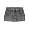 Attico Gray High-waisted Slim Fit Denim Mini Skirt In Black