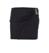 Attico Draped Mini Skirt Metal Embellishment In Black