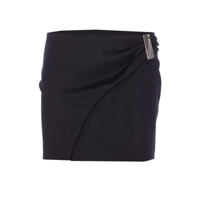 Attico Draped Mini Skirt Metal Embellishment In Blue