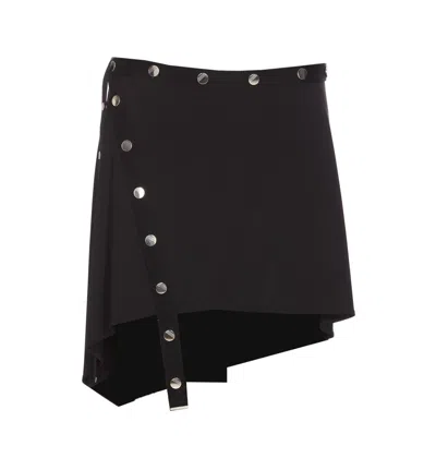 Attico Asymmetrischer Minirock Aus Stretch-jersey In Black