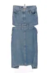 Attico Denim Skirt With Cut Out Detail In Blue