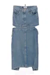 Attico Denim Skirt With Cut Out Detail In Blue