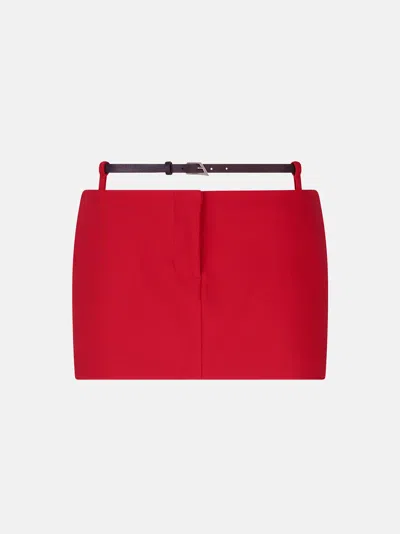 ATTICO THE ATTICO PROMOTIONS GEND - VIBRANT RED MINI SKIRT VIBRANT RED MAIN MATERIAL: 90% POLYESTER 10% ELA
