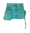 Attico Mini Skirt With Distressed Finish And Pockets In Green