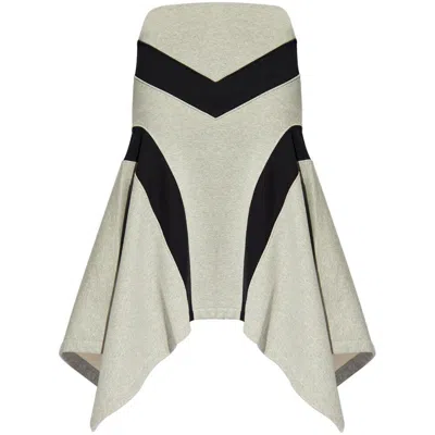 Attico Asymmetric Cotton Midi Skirt In Grey