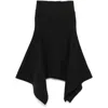 Attico Grey Midi Skirt With Logo Lettering And Handkerchief Hem In Cotton Woman In Multicolor