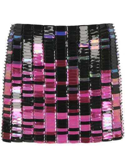 Attico Rue Sequined Mini Skirt In Nero Rosa