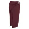 Attico Draped Midi Skirt With Front Slit And Metal In Red