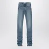 Attico Sky Blue Jeans With Long Leg Curled At The Hem
