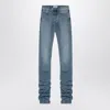 Attico Sky Blue Jeans With Long Leg Curled At The Hem In Light Blue