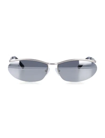 Attico The  Sleek Mini Oval Metal Sunglasses In Silver