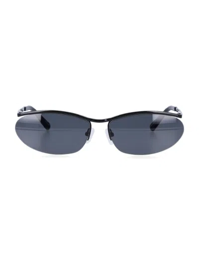 Attico The  Sleek Oval Metal Sunglasses In Brown