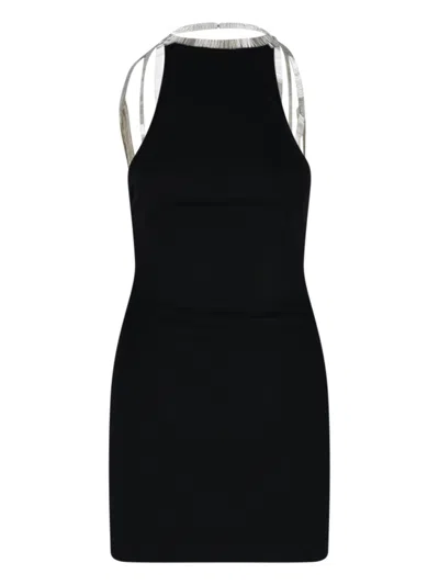 Attico The  Sleek Viscose-blend Mini Dress In Black