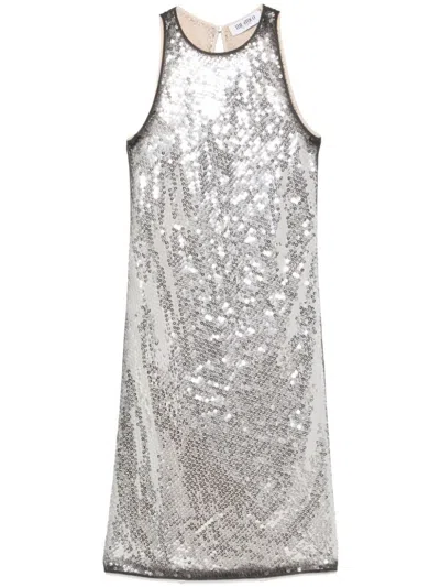Attico All Over Sequins Mini Dress Dresses Silver
