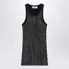 Attico Sleeveless Cotton Top Crystal Studs In Black