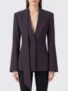 Attico Wool Blazer Structured Tailoring Open Front In Brown