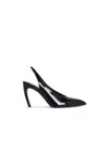 Attico Slingback Viper In Black Synthetic Paint In Black