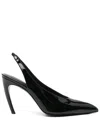 Attico Slingback Viper In Black Synthetic Paint In Black