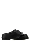 Attico Black Leather Mules In Black
