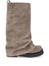 Attico The  Slouchy Suede Boots With Sole In Brown