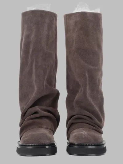 Attico The  Slouchy Suede Mid-calf Boots In Brown