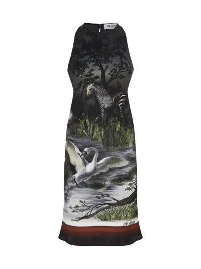 Attico Smoke Printed Mini Dress In Gray
