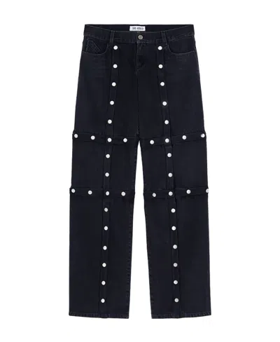 ATTICO THE ATTICO SNAP DETAILED STRAIGHT LEG JEANS