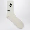 Attico Socks Milk/black With Logo