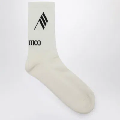 Attico The   Socks Milk/black With Logo