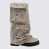 Attico Robin Canvas Mid-calf Boots In Sand Melange