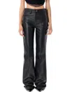 Attico High-rise Leather Flared Pants In Black