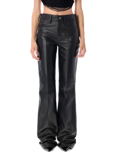 Attico The  Straight Leg Black Lamb Leather Pants