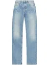 Attico Long Straight Leg Jeans With Contrast Stitching In Blue