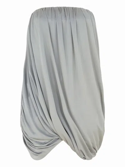 Attico The  Strapless Grey Mini Dress With Draped Asymmetry