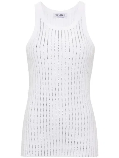 Attico Strass Tank Top In White