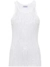 Attico White Tank Top With Multicolor Rhinestone In Jersey Woman In White