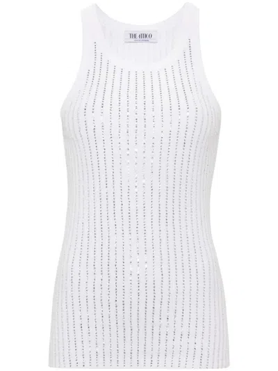 Attico The  Strass Embellished Cotton Top In White