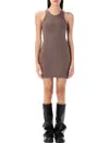Attico Crystal-embellished Mini Dress In Faded Mud