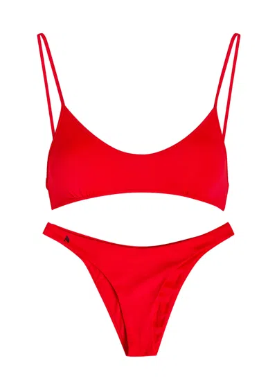 Attico The  Stretch-polyamide Bikini In Red