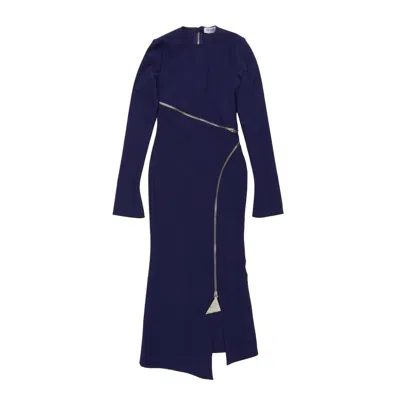 Attico Zip-detail Midi Dress In Blue